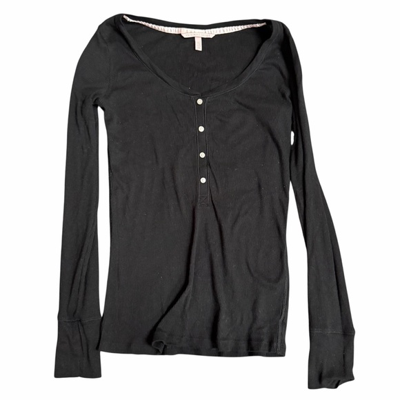 Victoria's Secret Black Long Sleeve Henley Top Size Small - Picture 6 of 7